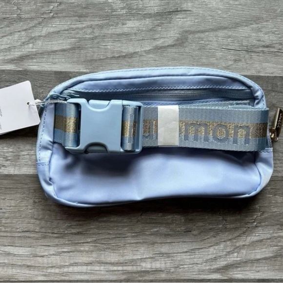 Lululemon Authentic 1L Wordmark Everywhere Belt Bag in Baby Blue and Gold - Picture 9 of 10